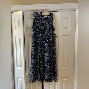 Navy and Silver Floral Formal Dress / Wedding Guest / Mother of the Bride/Groom